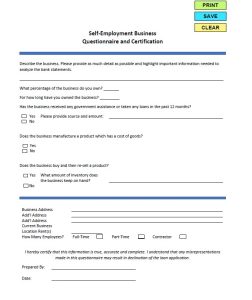 Bank Statement Mortgage questionairre