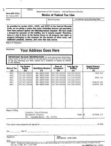 Refinance Florida Notice Of Fedaral Tax Lien